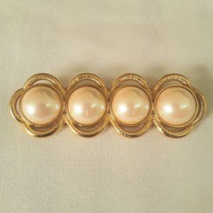 Vintage Monet Gold and Pearl Brooch